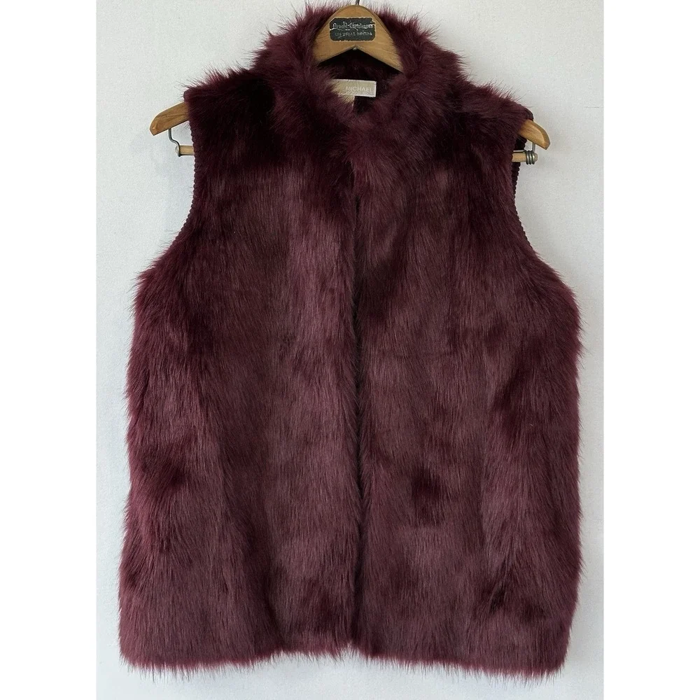 Michael Kors Faux Fur Vest Purple Classy Warm Women's L